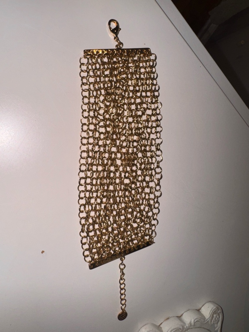 3/12$ Marlyn Schiff Wide Gold Chain Mesh Bracelet - Picture 5 of 10